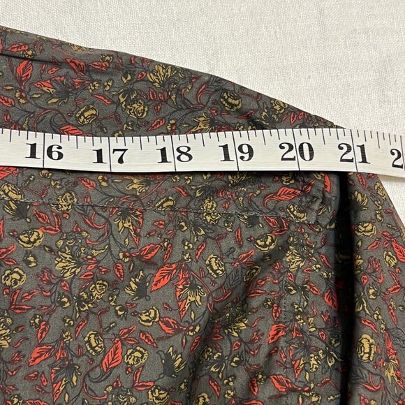 Tallia Men’s XL 17.5 Button-Up Shirt 100% Cotton Floral Print Brown Long Sleeve - Picture 12 of 12